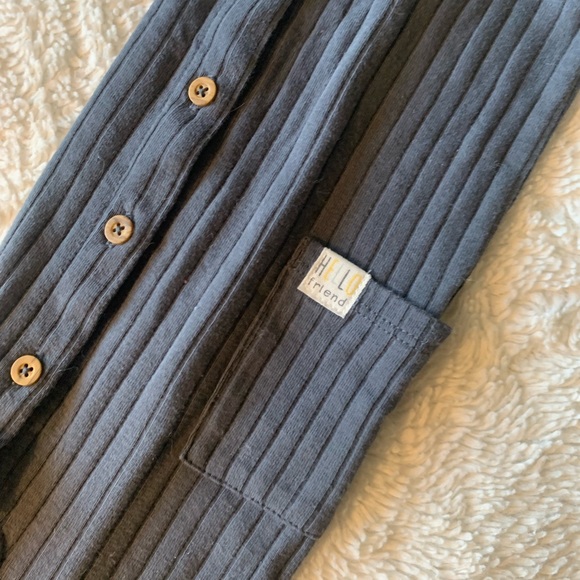 Gray Blue Ribbed romper summery versatile sleeveless - Picture 7 of 8